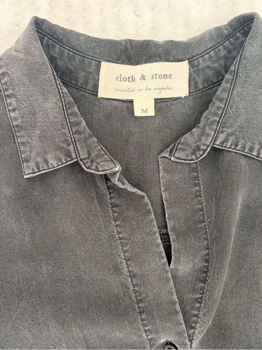 Cloth & Stone Washed Black Tencel Lyocell Button Down Shirt - Size M - Picture 5 of 8